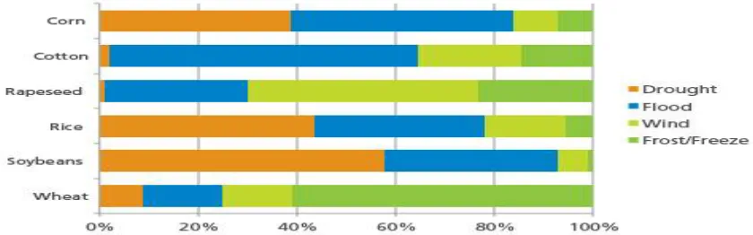 Fig 1:  shows the impact of each peril to the modelled crops. 