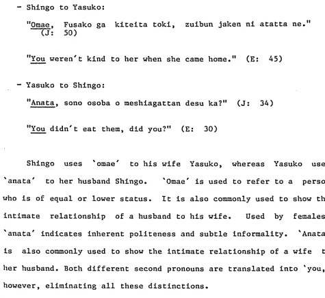 Table 1-2 shows which character uses which second person pronoun