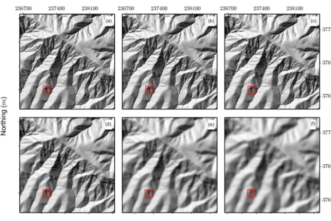 Figure 1. Example shaded reliefs of the same section of Santa Cruz Island at increasing grid resolutions
