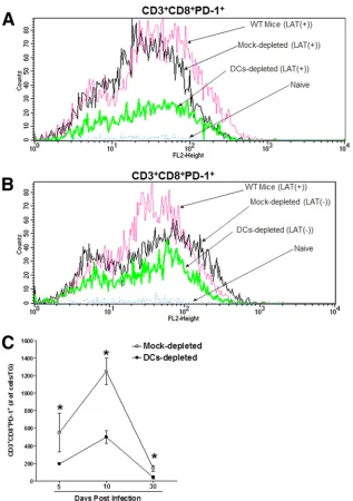 FIG 1 Role of DCs in CD8 T-cell exhaustion in vivo. DTR mice were depleted of their DCs by use of diphtheria toxin or were mock depleted with PBS, asdescribed in Materials and Methods