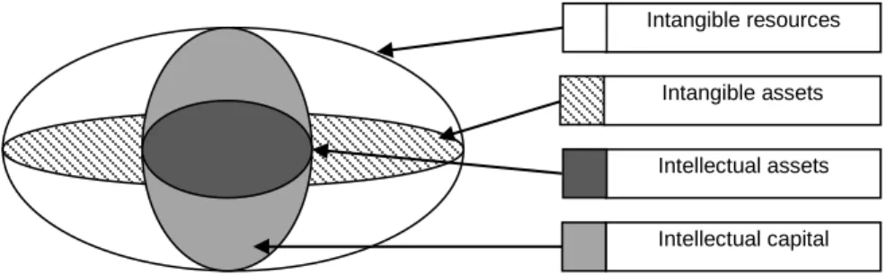 Fig. 1. Intangible resources as compared to intangible and tangible assets   of the intellectual capital 