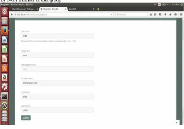 Fig 5:  Screenshot showing the registration page  
