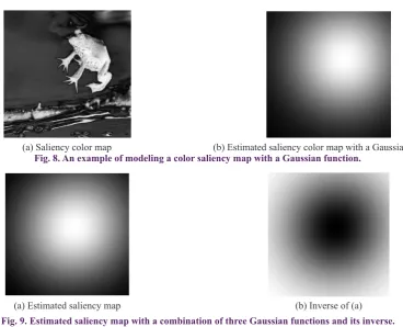 Fig. 8. An example of modeling a color saliency map with a Gaussian function.
