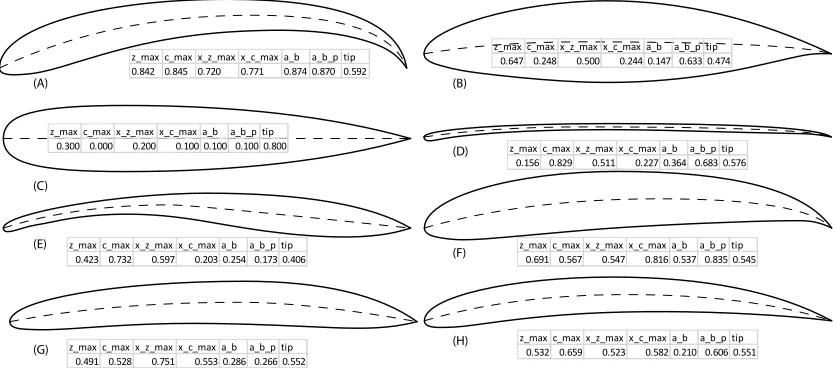 Figure 7: Various instances of the hydrofoil parametric model