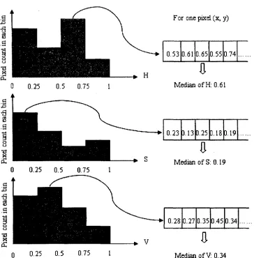 Figure 3.3: Background modeling process using histogram based median method 