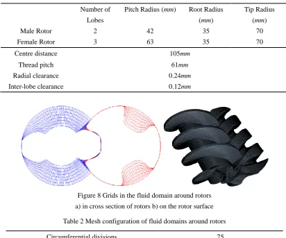 Figure 8 Grids in the fluid domain around rotors  