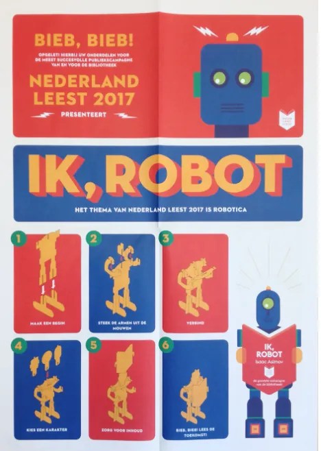 Figure 1: Make-it-yourself cardboard robot. Promotional ma-terial distributed as part of the 2017 ‘Nederland leest!’ cam-paign by the CPNB on robotics and books.