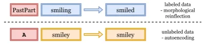 Figure 1: Examples for labeled and unlabeled input. Thecontent of the red boxes (very left in both rows) signalizes ifthe sample belongs to the MRI task or the autoencoding task.