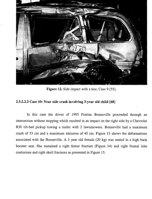 Figure 12. Side impact with a tree, Case 9 [55]. 