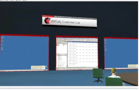 Figure 2.1: Here we see three VNC screens embedded inside the virtual world.