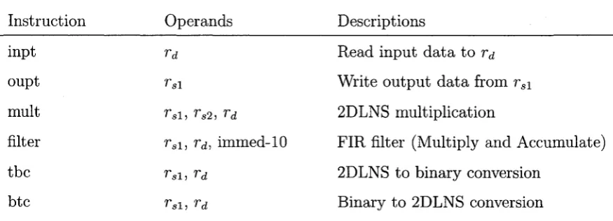 Table 3.4: TLNS Special Instructions