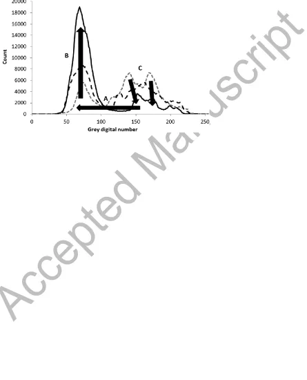Figure 3. Relative darkening of the grey response with increasing corrosion. As corrosion 