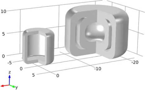 Fig. 1 CAD schematics of cylindrical shape with one compartment (left) andwith a two-compartmental design (right).