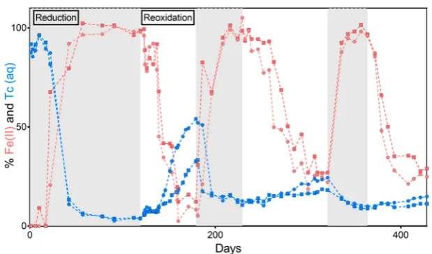 Figure 1. Tc remaining in centrifuged (1.44where microcosms were amended with acetate and kept anaerobic