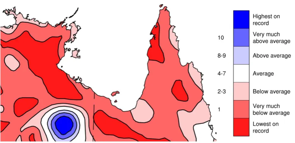 Figure 13: A decile map of 9 am vapour pressure from 1 February to 31 October 2015 (9 months)