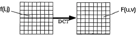 Fig. 1. 2D DCT applied to an 8 * 8 image block.