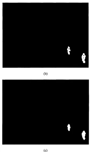 Fig. 6. Motion detection result by the proposed motion detection algorithm, (a) An 