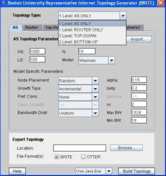 Figure 2.1: BRITE topology selection.