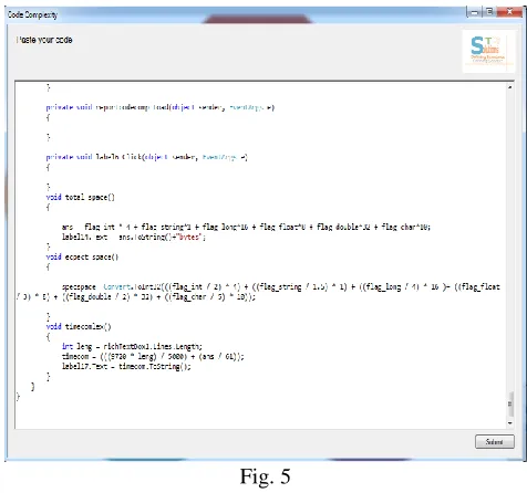 Fig. 5 (Shows the code fragments to be pasted to find the code complexity) 