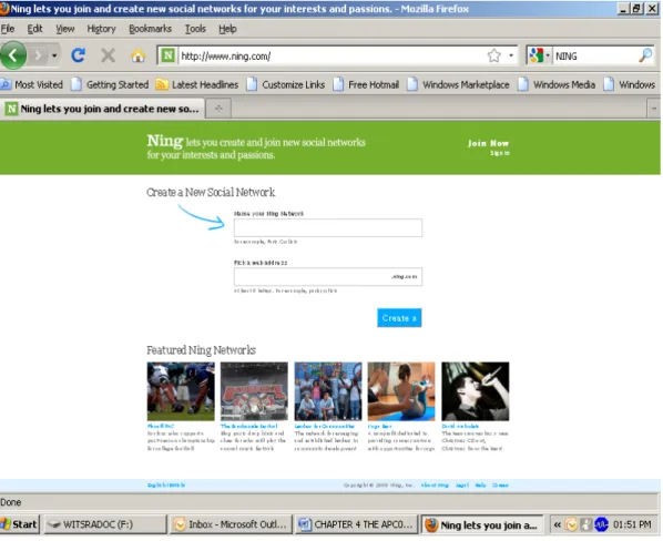 Figure 4.3 NING social networking platform 