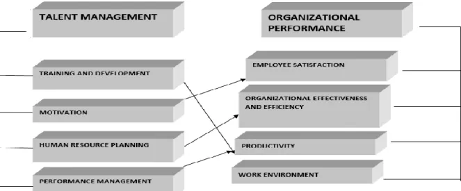 Figure  2.1.1.  Model  of  the  relationship  between  human  resource  management  practices  and  organizational performance 