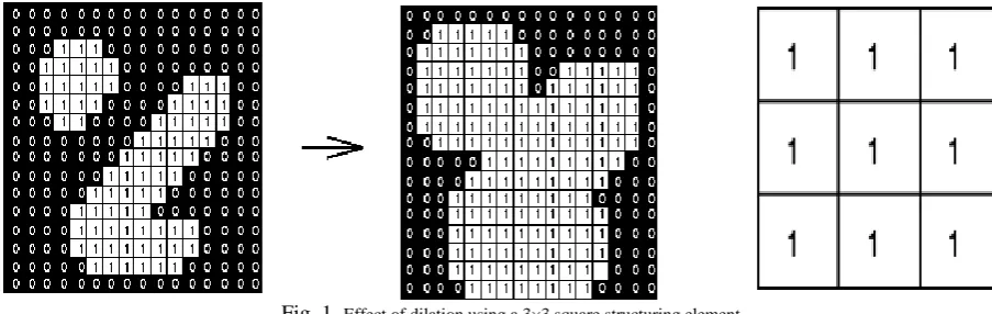 Fig. 1.                Effect of dilation using a 3×3 square structuring element 
