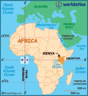 Figure 1.1 Geographic location of Kenya (Graphic Maps, n.d.) 