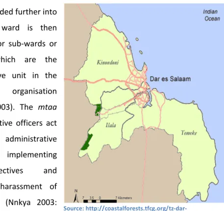 Figure	4.4:	Three	Municipalities	in	Dar	es	Salaam,	2002	