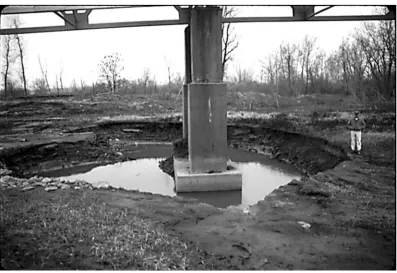 Figure 1.1 Local scour around a bridge pier (FDOT 2005). 