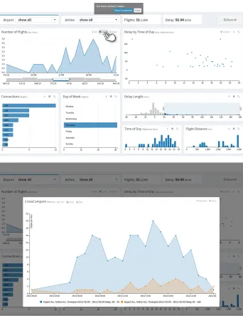 Fig. 2: Top: The interface after the use has saved one query in the session. Below: A comparisonbetween the cached queries and the current query.