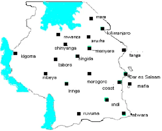 Figure 1. 1: Map shows VICOBA Distribution in Tanzania mainland  Source: URT Human Development Report (2014) 