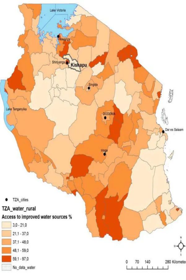 Figure 3.1: Map of Tanzania showing Location of Kishapu District  Source: Kishapu District Profile (2013) 