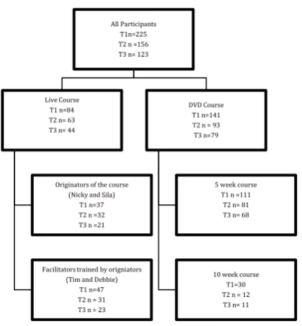 Figure 3.1. Flow chart showing attrition rate of participants for all groups 