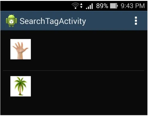 Fig. 4. Android implementation showing result of query “palm”. 