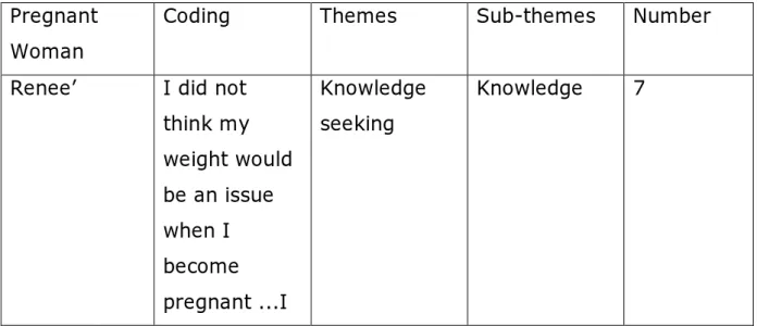 Table 2: Example of codes/themes/sub-themes. 