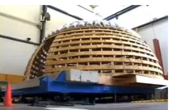 Figure 10: Wood dome on shake table (Clark 2014) 