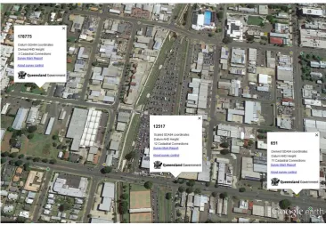 Figure 3.5. Location map of permanent survey marks used for control (Google Earth, 2016) 
