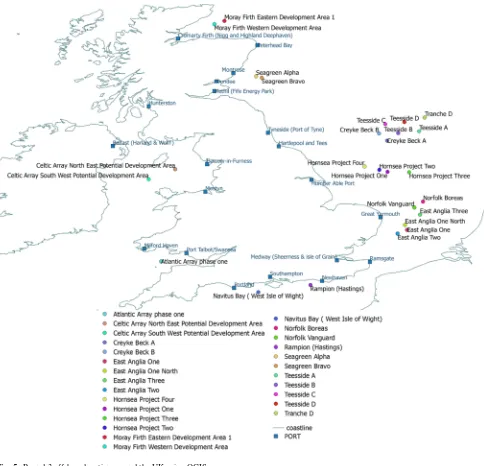 Fig. 5 Round 3 offshore location around the UK using QGIS
