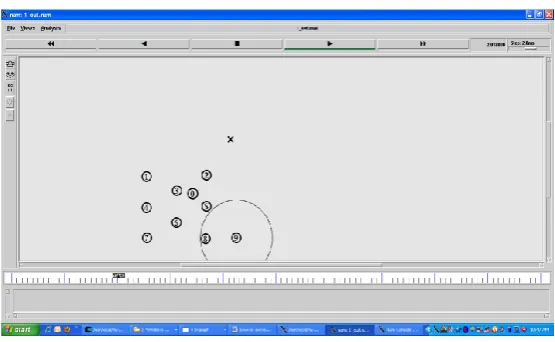 Fig 5: Screenshot of 10 nodes of DSDV & DSR for source node movement NAM (Network Animator).