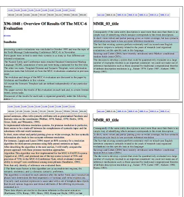Fig. 1. Screen shots of the HTML interface. The top part shows the RP and the correspondingsummary