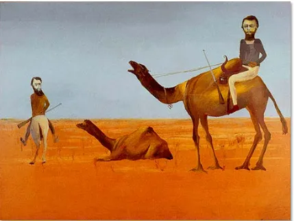 Figure 98: Sidney Nolan, 'Burke and Wills expedition', 1948. Object 75-A-21, © The Nolan Collection, Canberra Museum and Gallery