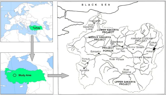 Figure 5.7.3 Location of Sakarya River Basin in Turkey 
