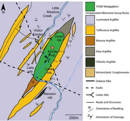 Figure 5: An updated bedrock map of the RGM based on observations made during the present study; where there was no conflict with map data from this study, contacts were adapted from El-Samani (1978)