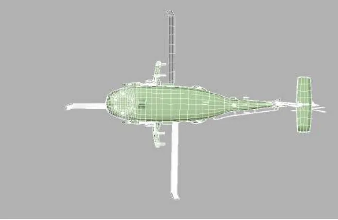 Figure G2. Full front wireframe view of 3D Black Hawk model in Maya. 