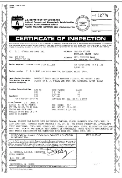 Figure 1-6 USDC Certificate of Inspection