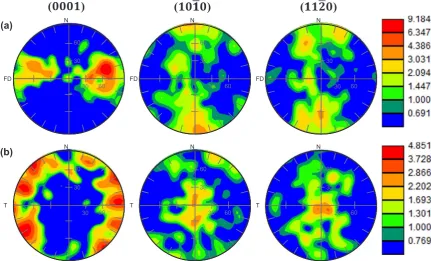 Fig. 3. Coloured inverse poleplane. The colour corresponds to the crystallographic orientation shown in the standard stereographic triangle