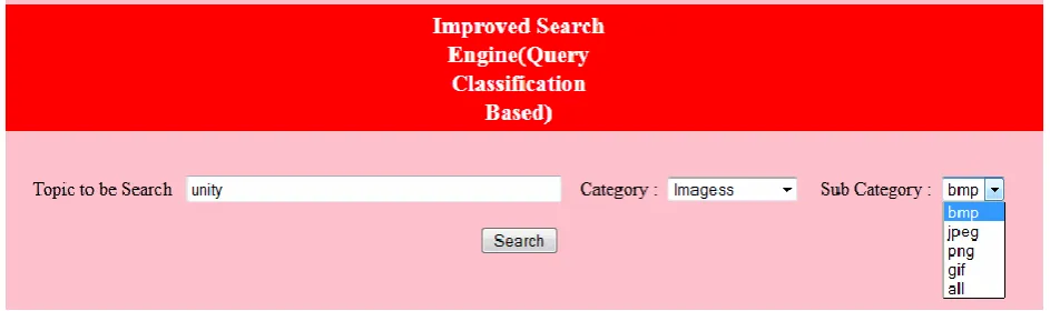 Fig 1.1 Improved Query Classification Technique Based User Interface 