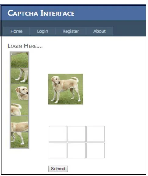 Fig. 7. CAPTCHA Interface in login page (j=6).  