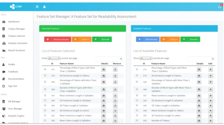 Figure 2: Corpus Manager module screen shot