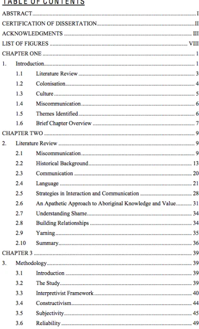 Figure 1: Veronica's dissertation: Table of contents 